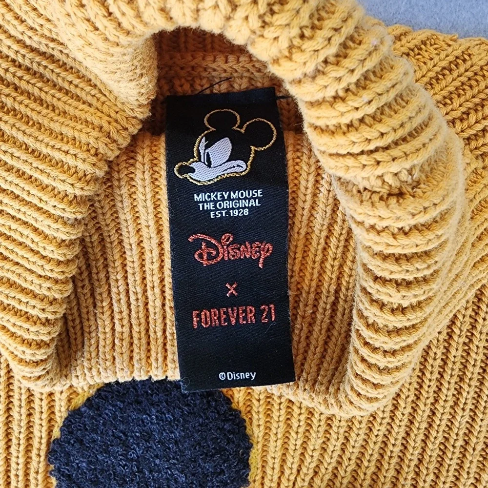 Disney x Forever 21 Mickey Mouse Yellow Crop Ribbed Sweater Turtleneck Sz S - Picture 4 of 8